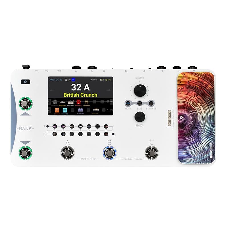 MOOER GE1000 Li White Guitar Mutieffects Pedal Dual Effects Chains Processor with AI Equalization 5 Touch Screen 300 Effects Thirdbrand IRs Stereo Sound Out Put XLR MIDI Port GuitarBass