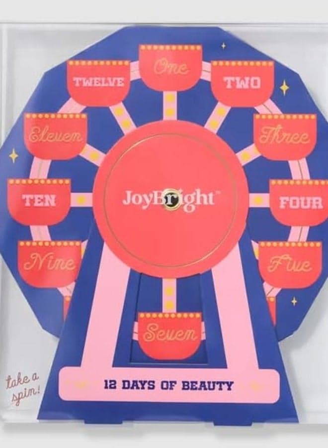Ulta JoyBright 12 Days of Beauty Holiday Collection, Makeup and Skincare Gift Set, Pink and Blue Ferris Wheel Design, Western Theme