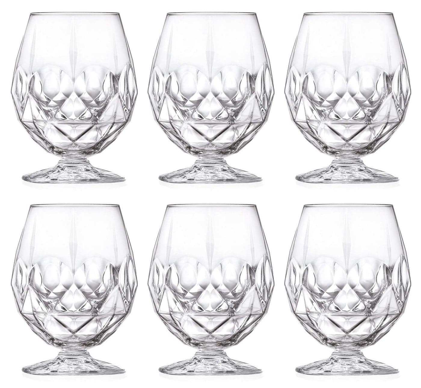 Barski Brandy Glass Sherry Cognac Snifter Stemless Goblet Set of 6 Glasses Non Leaded Crystal Glass Great for Spirits Whiskey Bourbon Liquor Wine 18 oz Made in Europe