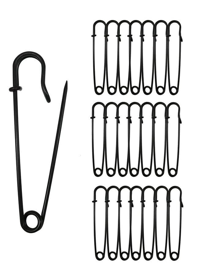 Safety Pins (Upgraded), 3 Inch Large Safety Pins, 20 Pack, For Clothes, Leather, Canvas, Blankets, Crafts, Skirts, Kilts, Extra Large Safety Pins, Durable Safety Pins (Glossy Black)