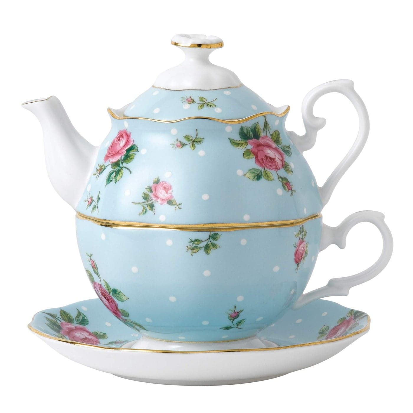 Royal Albert Polka Blue Tea For One 3 Piece Set