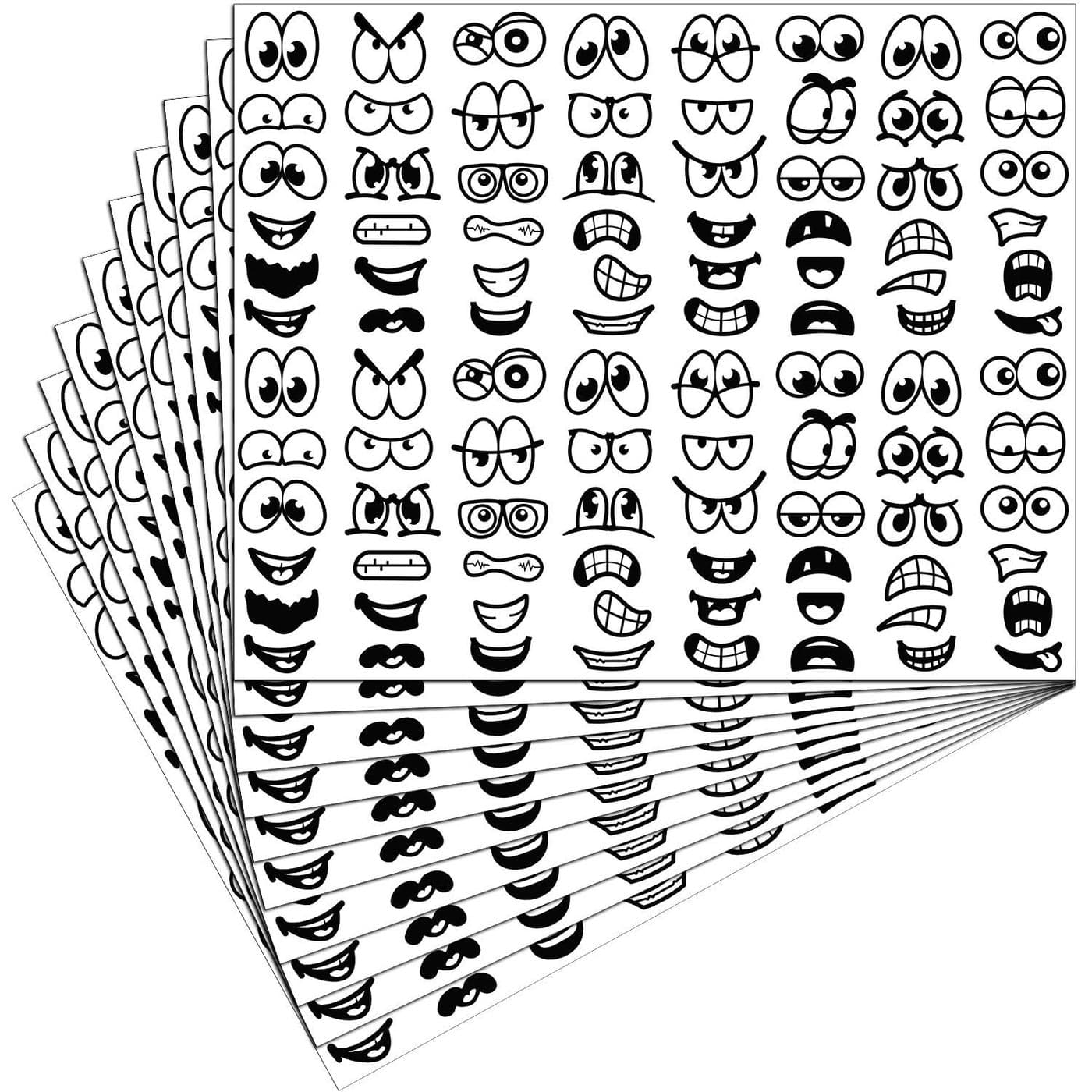 960 Pieces Halloween Stickers Eyes Mouth Cartoon Stickers Labels for Art Craft DIY ScrapbookBlack