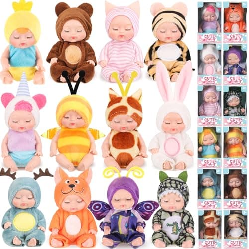 Hanaive 12 Pcs Mini Reborn Baby Doll Cute Christmas Doll Gifts 4 Inch Realistic Dolls with Clothes Lifelike Mini Baby Dolls Set for Girl Boy 3 Birthday GiftCute Style