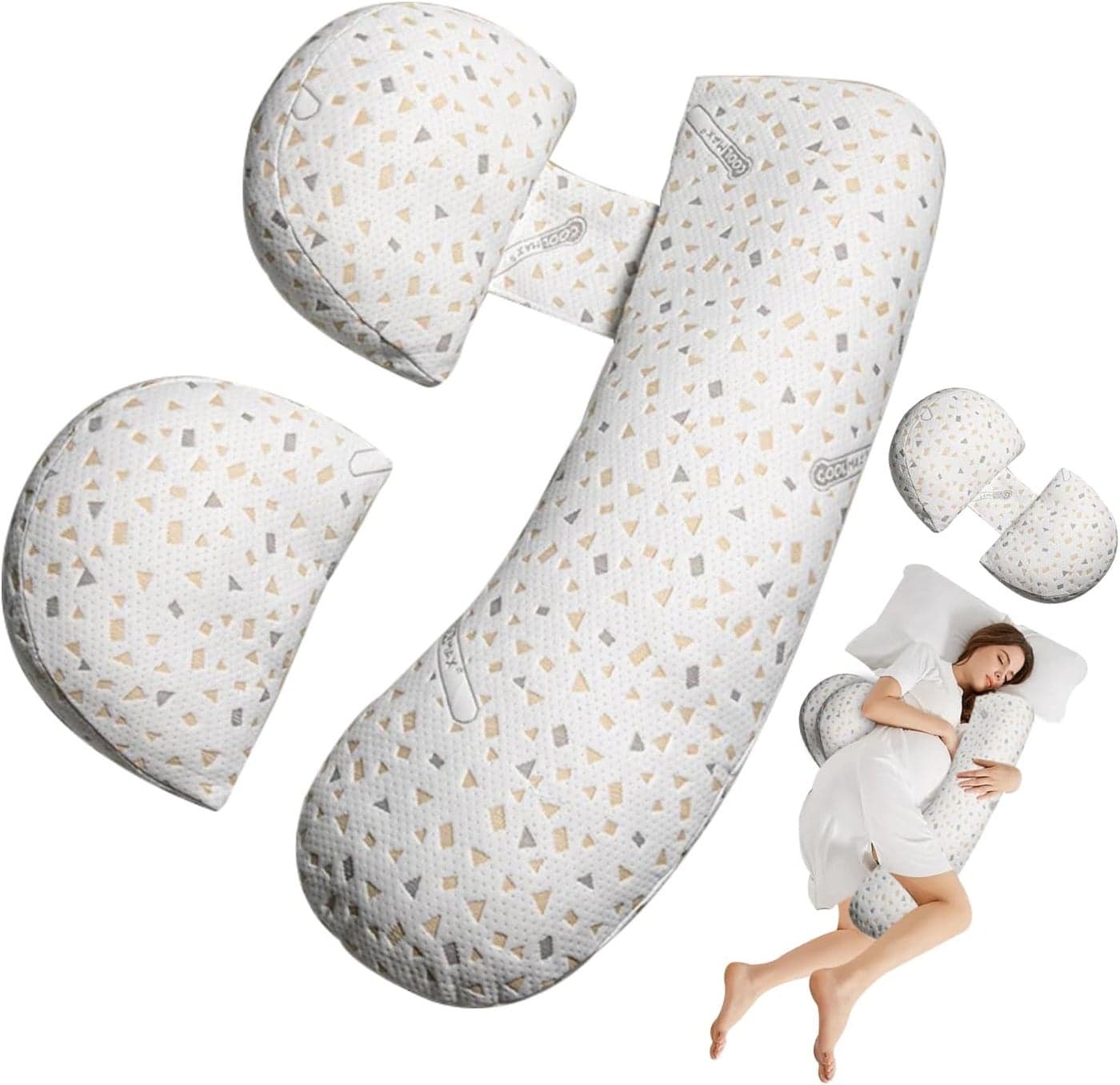 Pregnancy Pillow for Sleeping Maternity Pillow Support for HIPS Backs Legs Maternity Pillow with Detachable and Adjustable Pillow Cover