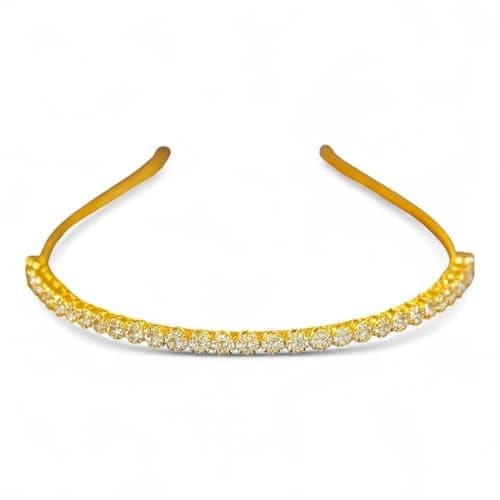 AccessHer Hairbands for Women & Girls | Rhinestone Hair Hoops in Gold and Silver Tone | Stylish Hair Accessories for Weddings, Parties, Ethnic Wear & Festive Occasions (Gold 1, One Size)