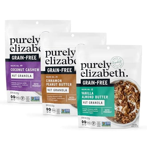 Purley Elizabeth Keto Granola Best Sellers Variety Pack Made with Nuts and Seeds GrainFree GlutenFree NonGMO 3ct 8oz Bags