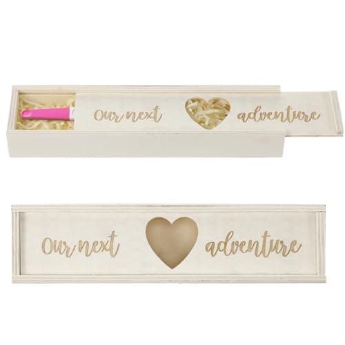 Barydat Pregnancy Test Gifts Box Keepsake Box Pregnancy Announcement for Husband Wooden Baby Reveal Announcements Surprise Ideas Test Holder Baby Souvenir for Dad Grandma GrandparentsWhite
