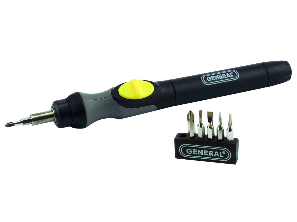 General Tools Precision Cordless Electric Screwdriver #500 with Six Bits and Quick Change Chuck, Handles Difficult, Repetitive Screw-Fastening Jobs