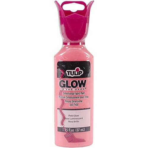 Tulip Puff Fabric Paint, Glow in The Dark Permanent Acrylic Craft Paint, Dries Soft and Flexible on Clothes, Non-Toxic, 1.25 fl oz, Glow Pink