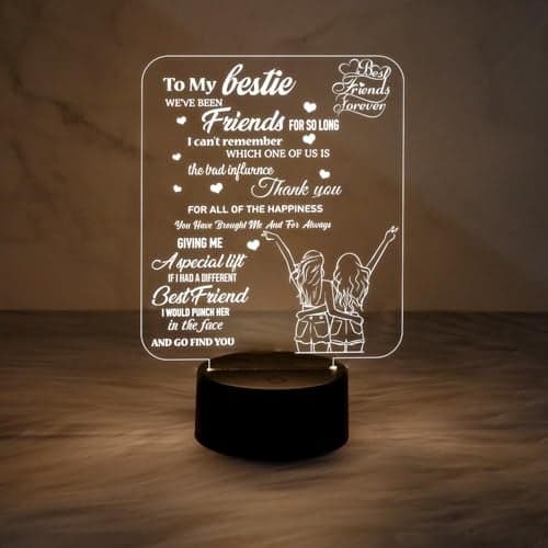 GIFTMEBAZAR to My Bestie Gifts 3D Illusion Lamp I Love You Friends Night Light for Best Friend Sister Boys & Girls BFF Birthday Gift | Warm White Light & USB Powered