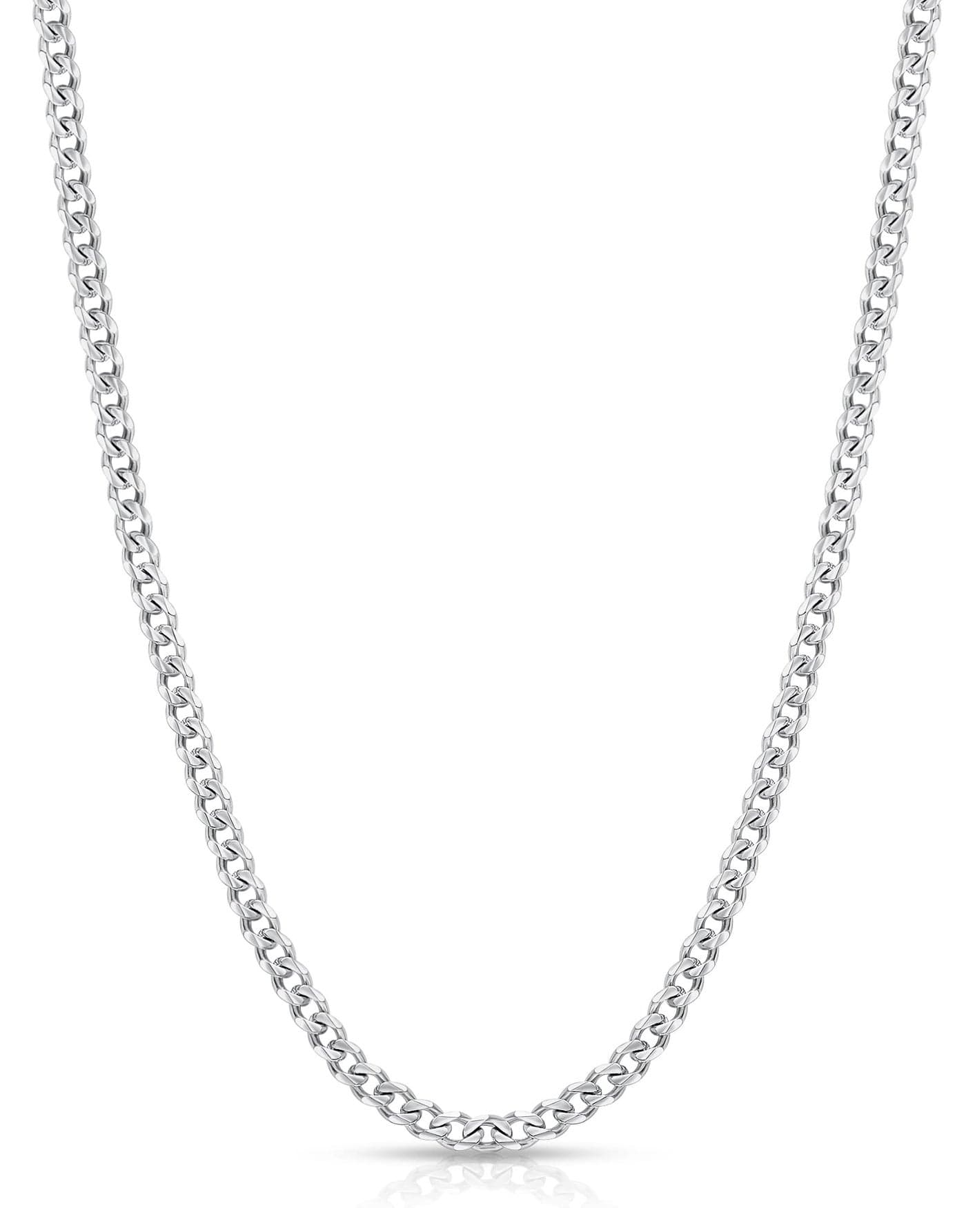 Fiusem 3.5mm Silver Colored Chains for Men, Silver Plated Mens Chain Cuban Link Chain Necklace for Men and Women, Stainless Steel Mens Necklaces 22 Inch