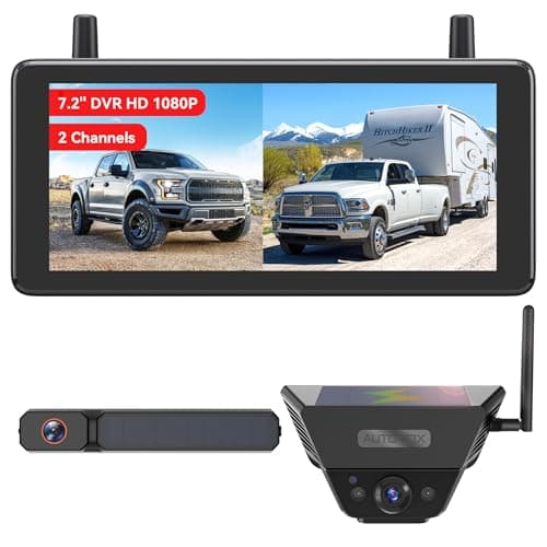AUTO-VOX 2 Solar Wireless Backup Camera System: 7.2” 1080P HD Monitor, 3-Min Quick Installation for Wider Rear & Trailer View, IP69K Waterproof Back Up Camera for Truck, RV, Camper, Horse/Boat Trailer