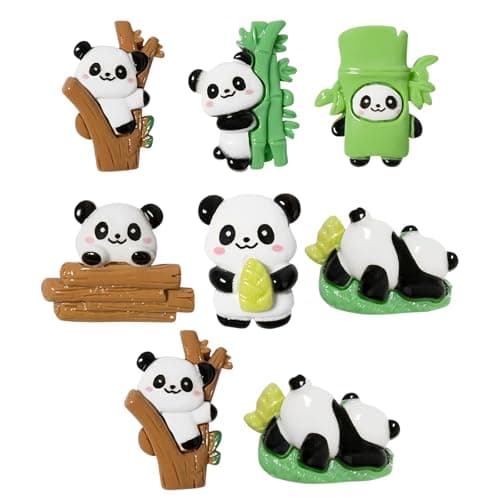 8pcs Panda Figurine, Cute Resin Panda Statue, Suitable for Kitchen, Office Whiteboard, Cabinets, and Dishwasher, Idea Home Decoration Gift