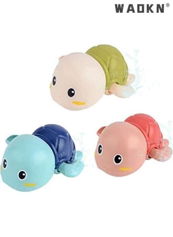 3 Pack Baby Bath Toys , Wind up Swimming Turtle Toys for Toddlers , Floating Water Bathtub Shower Toys , Bathroom Pool Play Sets Fun Bathtime Gift for Kids Infants Boys and Girls , blue ,red and green .