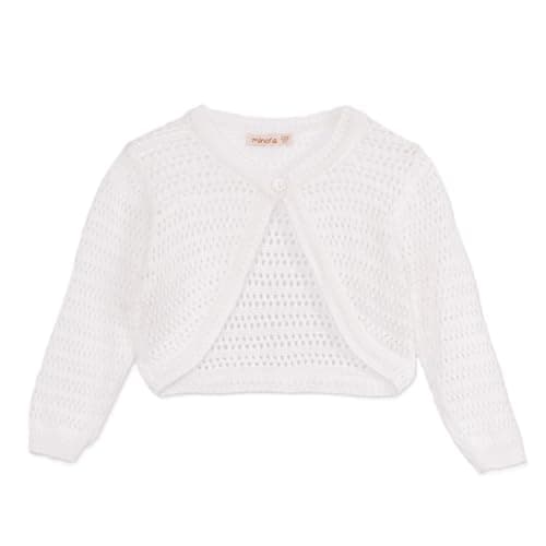 Minora Long Sleeve Bolero, Girls' Knit Cardigan Shrug with One-Button Closure, Baby/Child Cotton Childrens Bolero, Sweater Dress Cover-Up, Kids' Jackets,Bone Ajur, 12 Months
