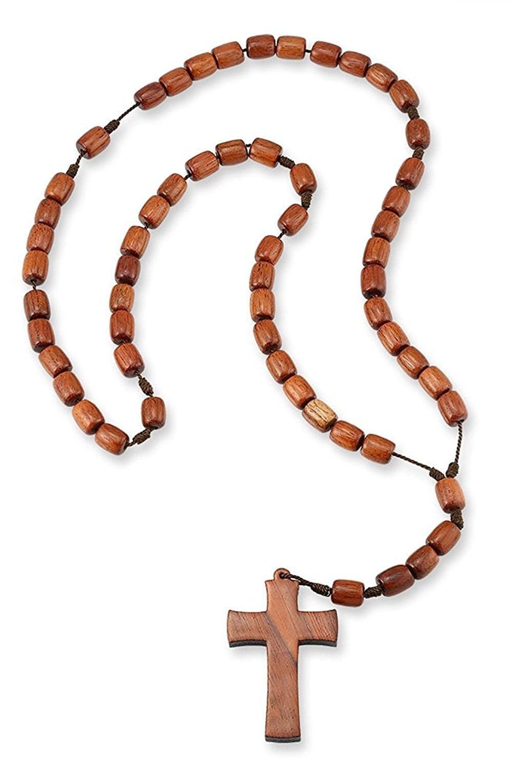 Catholica Shop - Catholic Religious Wear Wooden Beads with Wood Cross Pendant Catholic Rosary Necklace I Cross Necklace for Men Rosarios Catolicos Madera Handcrafted in Brazil…