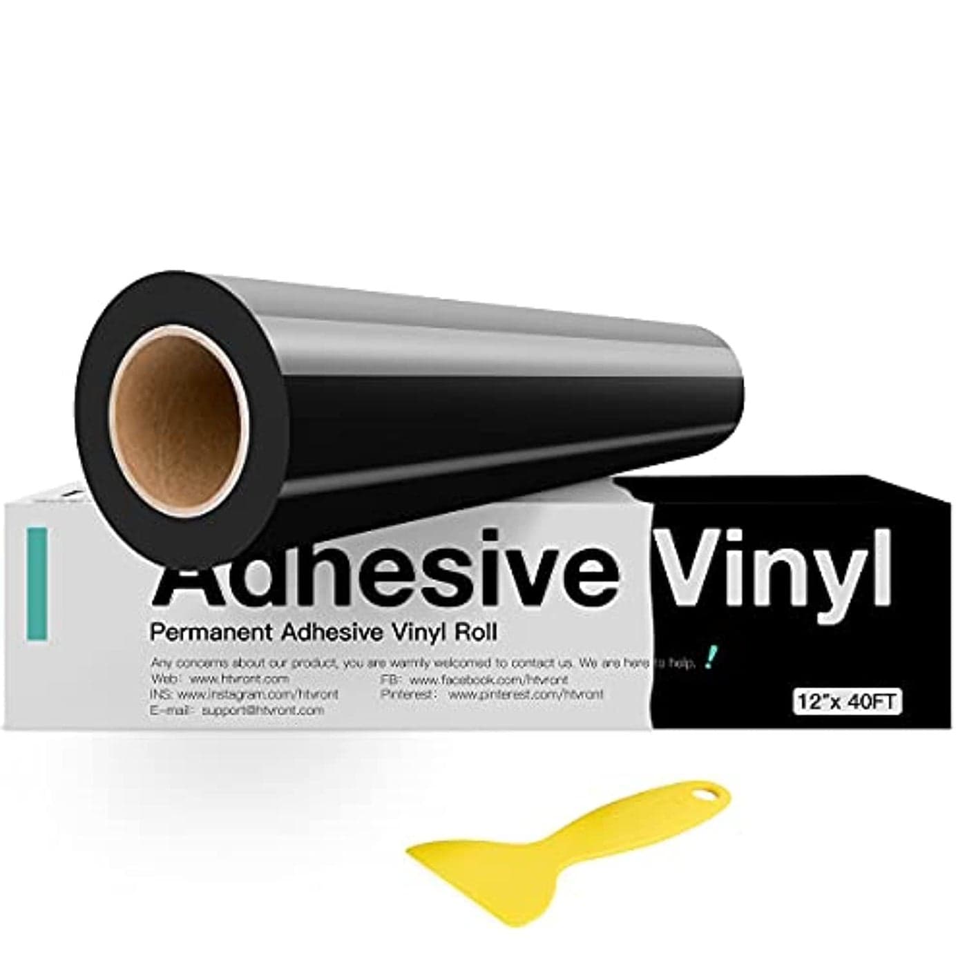 HTVRONT Black Permanent Vinyl 12 x 40 FT Black Adhesive Vinyl Roll for All Cutting Machine Silhouette Cameo Cutters Signs Scrapbooking Craft Die Cutters Glossy Black