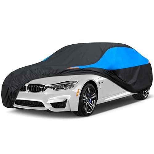 MORNYRAY Waterproof Car Cover All Weather Snowproof UV Protection Windproof Outdoor Full car Cover, Universal Fit for Sedan (Blue, A6-Fit Sedan Length(207-216 inch)