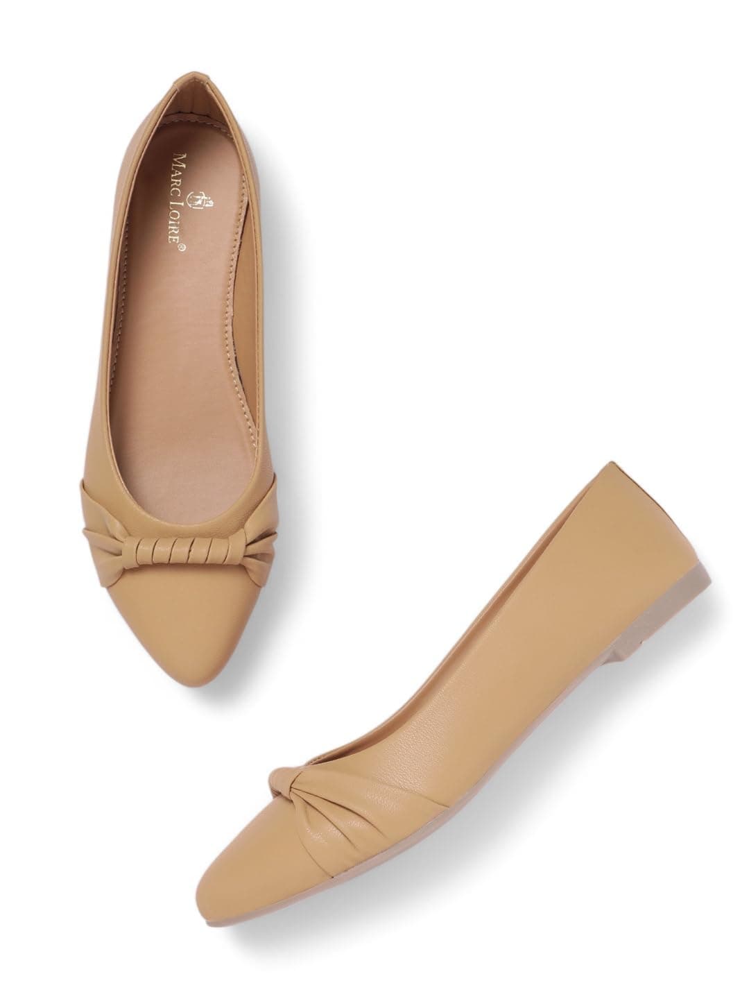 Marc Loire Women's Slip-On Flat Ballerina Shoes for Party, Casual Wear and Formal Occasions (Beige, UK Footwear Size System, Adult, Women, Numeric, Medium, 6)
