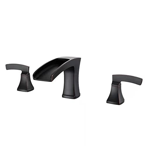 Artiqua Roman Tub Filler Waterfall Tub Faucet Oil Rubbed Bronze Deck Mount Bathtub Faucets 3 Hole Brass Bathroom Faucets with 2 Handles