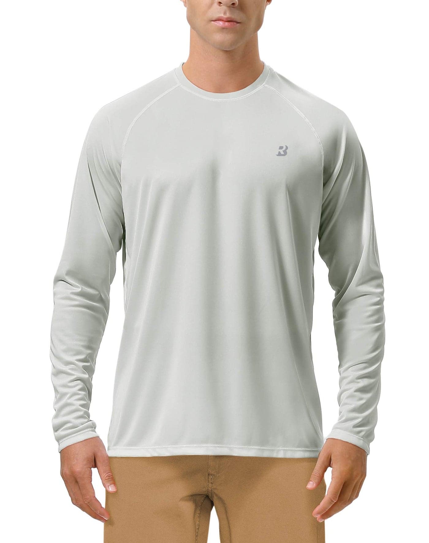 Roadbox Mens UPF 50+ UV Sun Protection Shirts Outdoor Long Sleeve SPF Diving Rash Guard for Fishing Hiking Swimming Grey