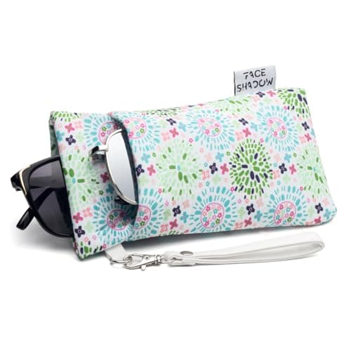 Face Shadow Double Eyeglasses Pouch Large Squeeze Top Microfiber Soft Glasses Case For Women With Cleaning Cloth