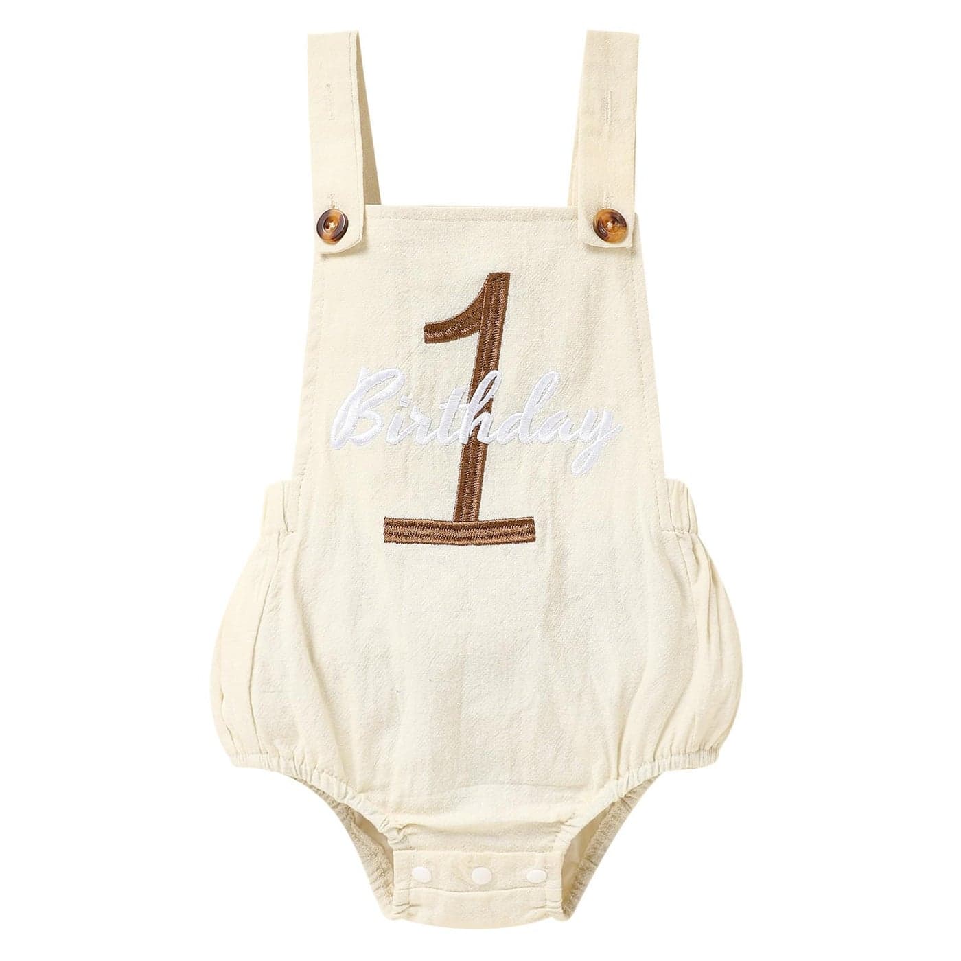 Baby Boys Girls 1st Birthday Romper Baby First Birthday Outfit Boy Solid Color Jumpsuit Cake Smash OutfitApricot912M