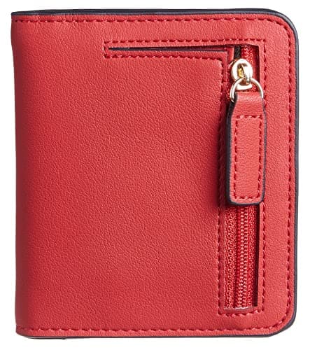 Gostwo Small Wallet for Women, Credit Card Holder Wallet, Slim Rfid Wallet Women, Compact Bifold Luxury Genuine Leather Pocket Passport Wallet Ladies Girls Mini Purse Travel with ID Window, Red