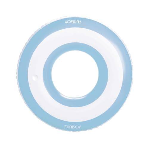 FUNBOY Giant Light Blue Stripe Inflatable Tube Pool Float with Cup Holder 48 Large Pool Float for Adults Inner Tube Swimming Pool Toys Swim Rings Pool Lounger Float for Pool Party Summer