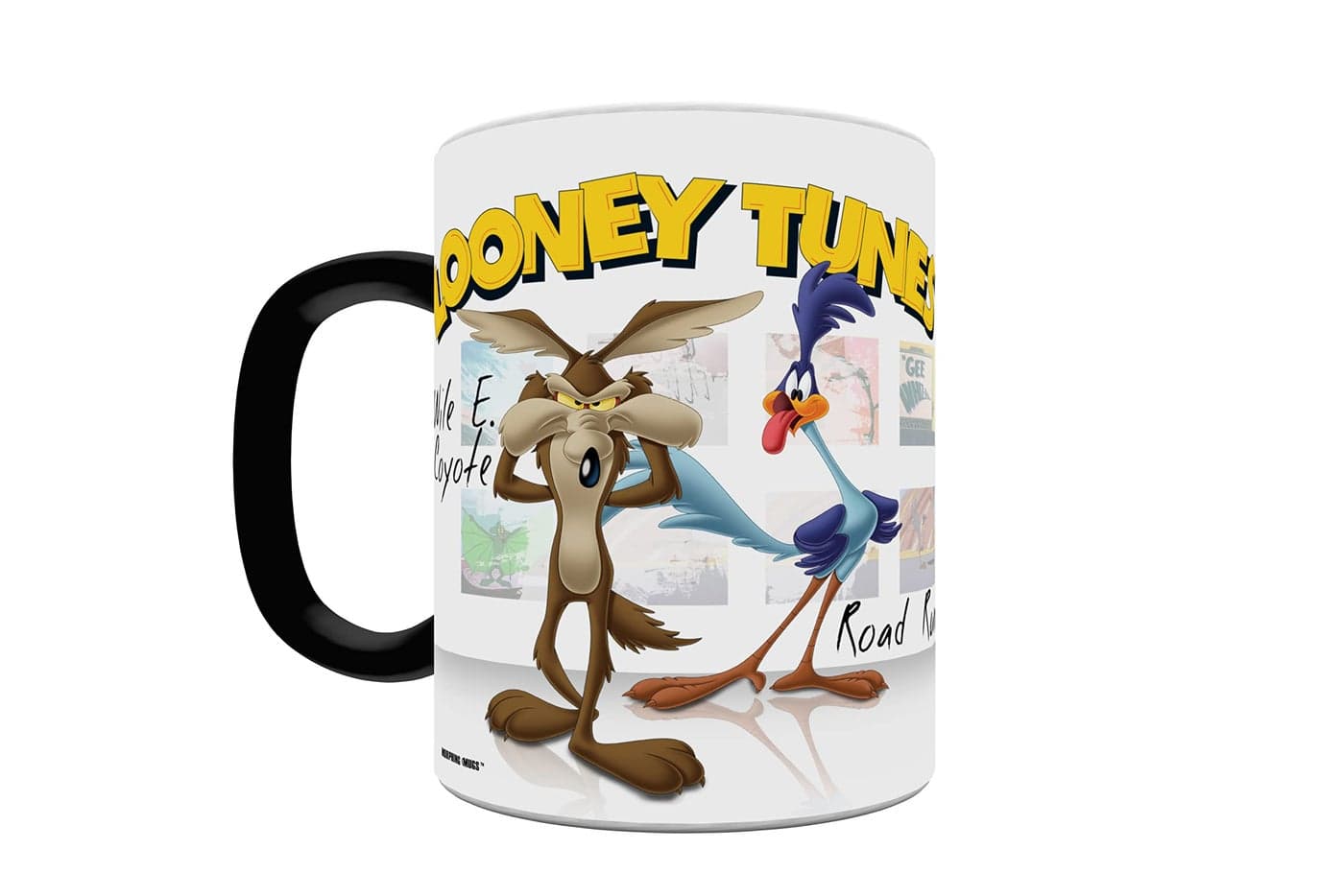 Looney Tunes Wile E Coyote and Road Runner One 11 oz Morphing Mugs Color Changing Heat Sensitive Ceramic Mug Image Revealed When HOT Liquid Is Added