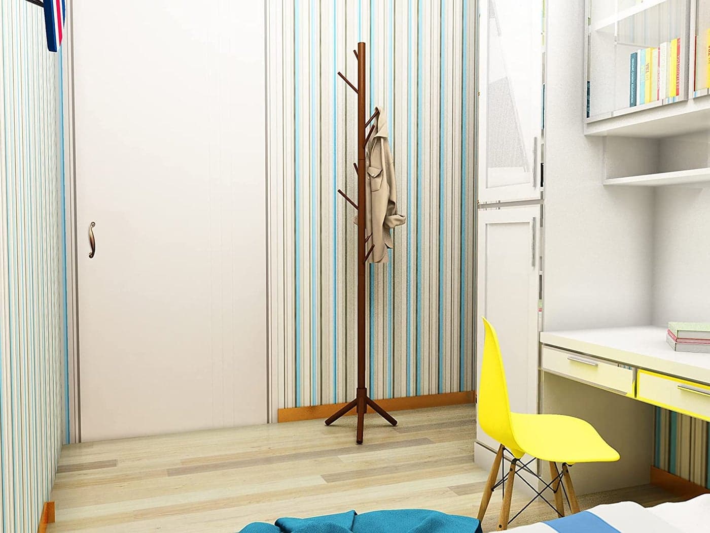 WHISKET Wooden Coat Rack Durable Wooden Clothes Rack Suitable for All Clothes Bedroom Office Hotel as Hanger Tree or Floor Hanger Walnut 922