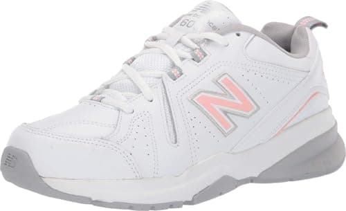 New Balance Women's 608 V5 Casual Comfort Cross Trainer, White/Pink, 9.5 Wide