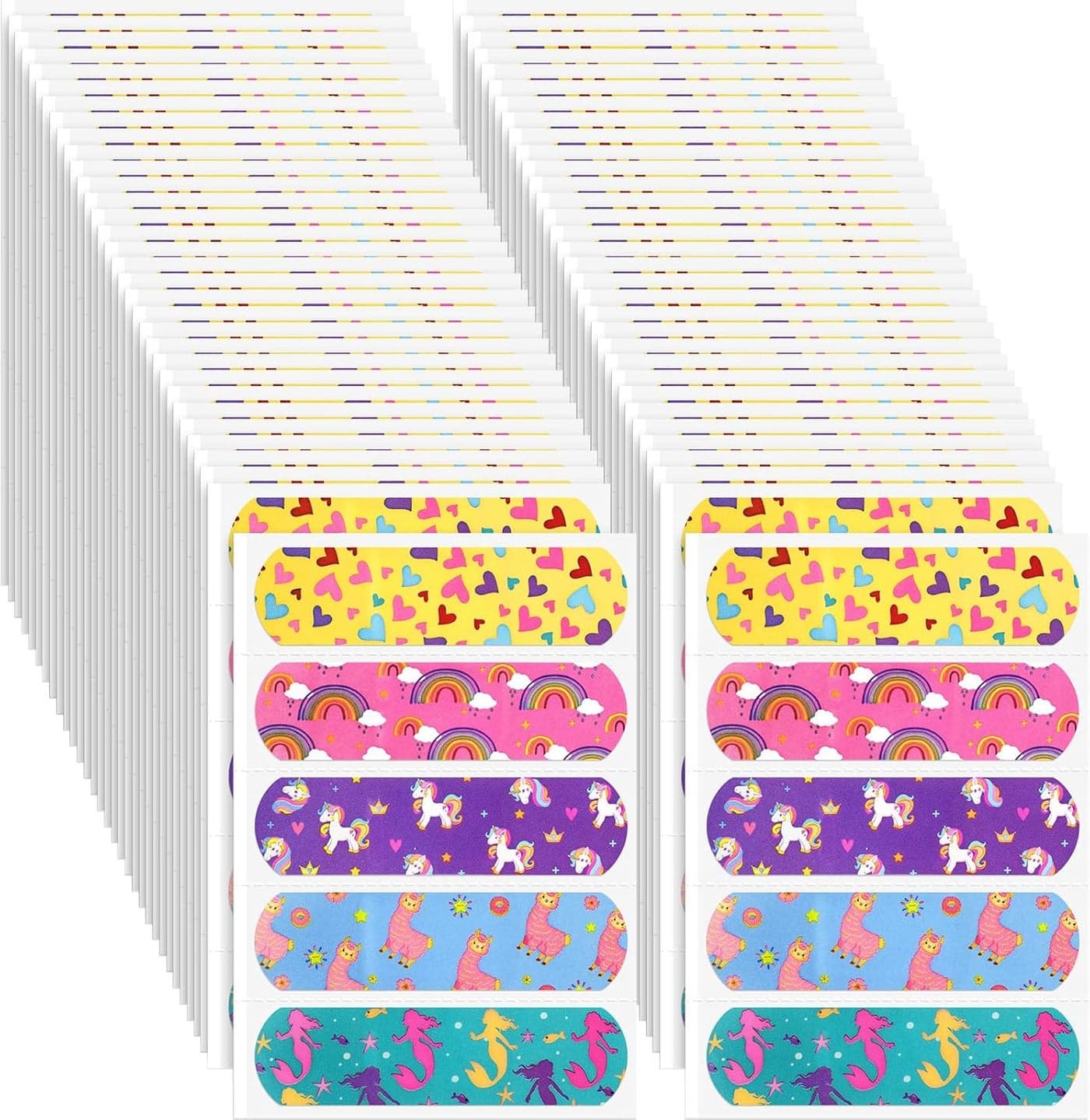 Tondiamo 400 Pieces 5 Styles Cartoon Bandages for Kids Flexible Adhesive Colorful Strips Waterproof Cute Bandages for Girls Repair Tape Knuckle Stickers Protection Care for Cuts Scrapes Burns
