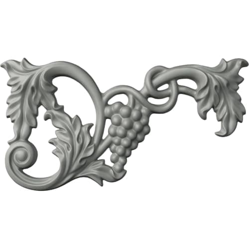 Ekena Millwork 12 5/8"W x 6 3/4"H x 1"P Large Grape and Leaf Onlay, Right