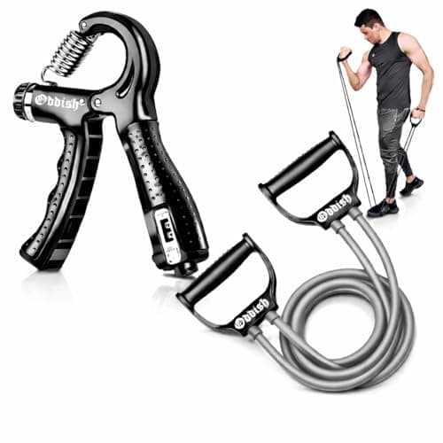 ODDISH way to fitness Hand Grip Strengthener 5-60 Kg with Counter & Resistance Toning Tube for Full Body Workout – Adjustable Forearm & Finger Exerciser + Stretch Tube Band for Home Gym,