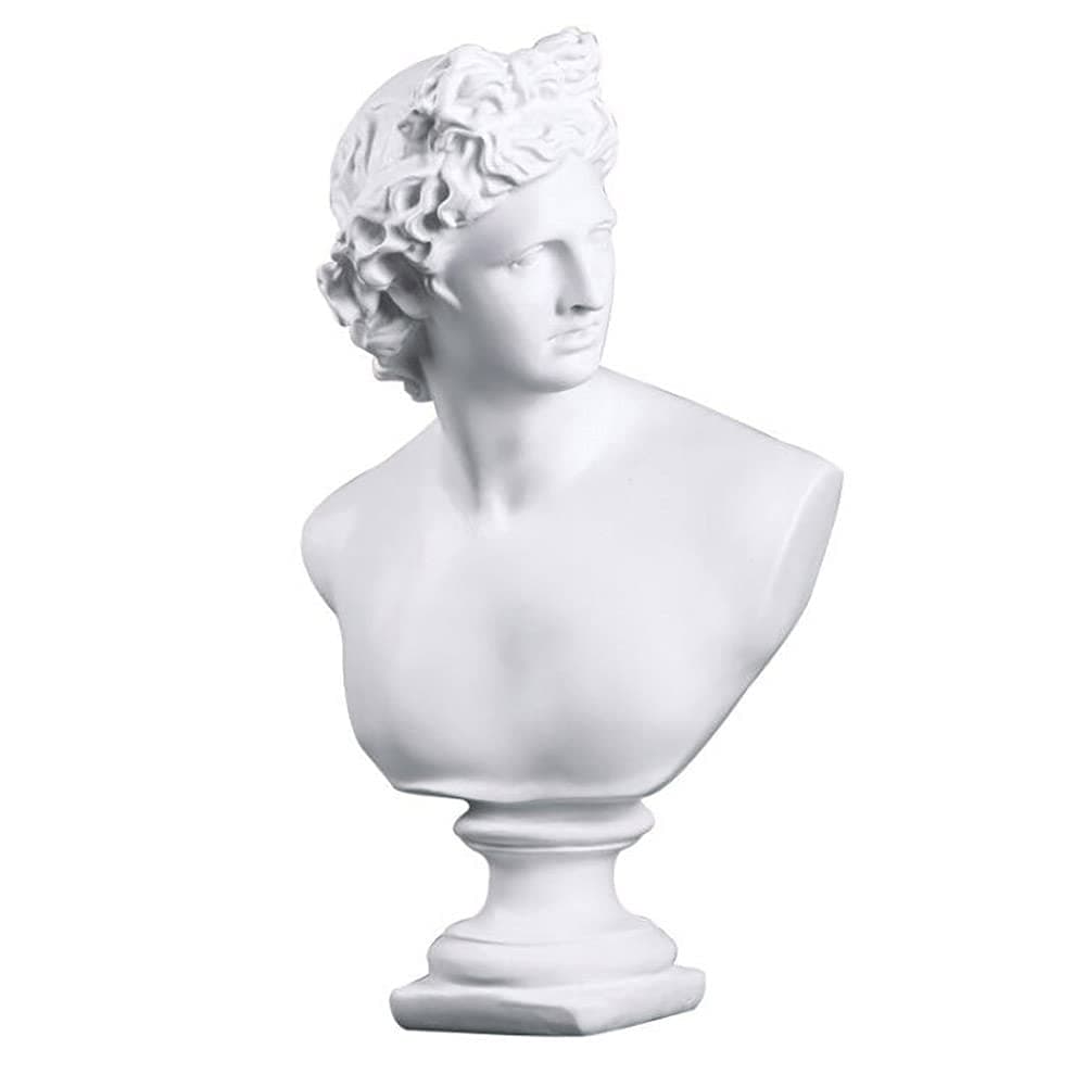 YUEOECOR 118 Inch Classic Greek White David Man Bust Statue Large Resin Roman Goddess Apollo Sculpture for Home Dcor