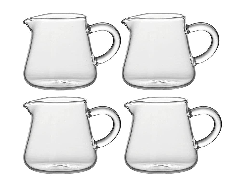 Mozacona 4pcs Mini Glass Creamer Pitcher Sauce Serving Pitcher Creamer Jug with Handle,2oz