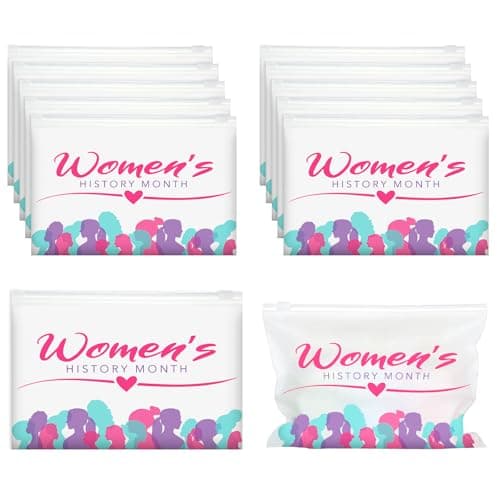 Sunnymove 100 Pcs Women's History Month EVA Cosmetic Bag Bulk Women Party Favor Bulk 8''x6'' WHM Feminism Gift Pink Makeup Bag with Zipper for Charity Community University Event Female Freedom