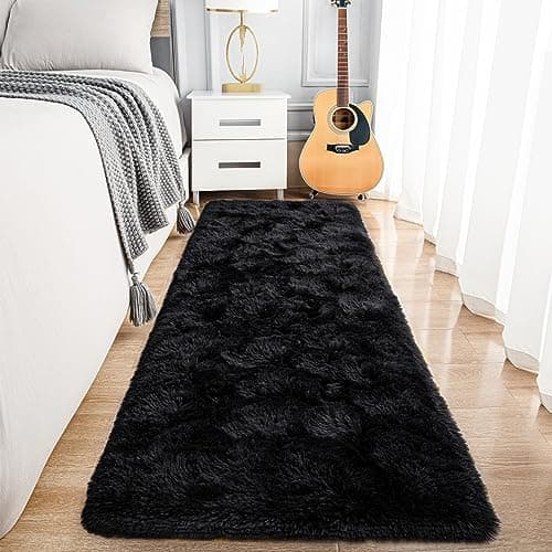 Noahas Black Runner Rug for Hallway,2'x6' Long Area Rugs for Bedroom Living Room,Non Slip Thick Shag Floor Carpet for Entryway Kitchen Dorm Nursery Bedside Kids Room