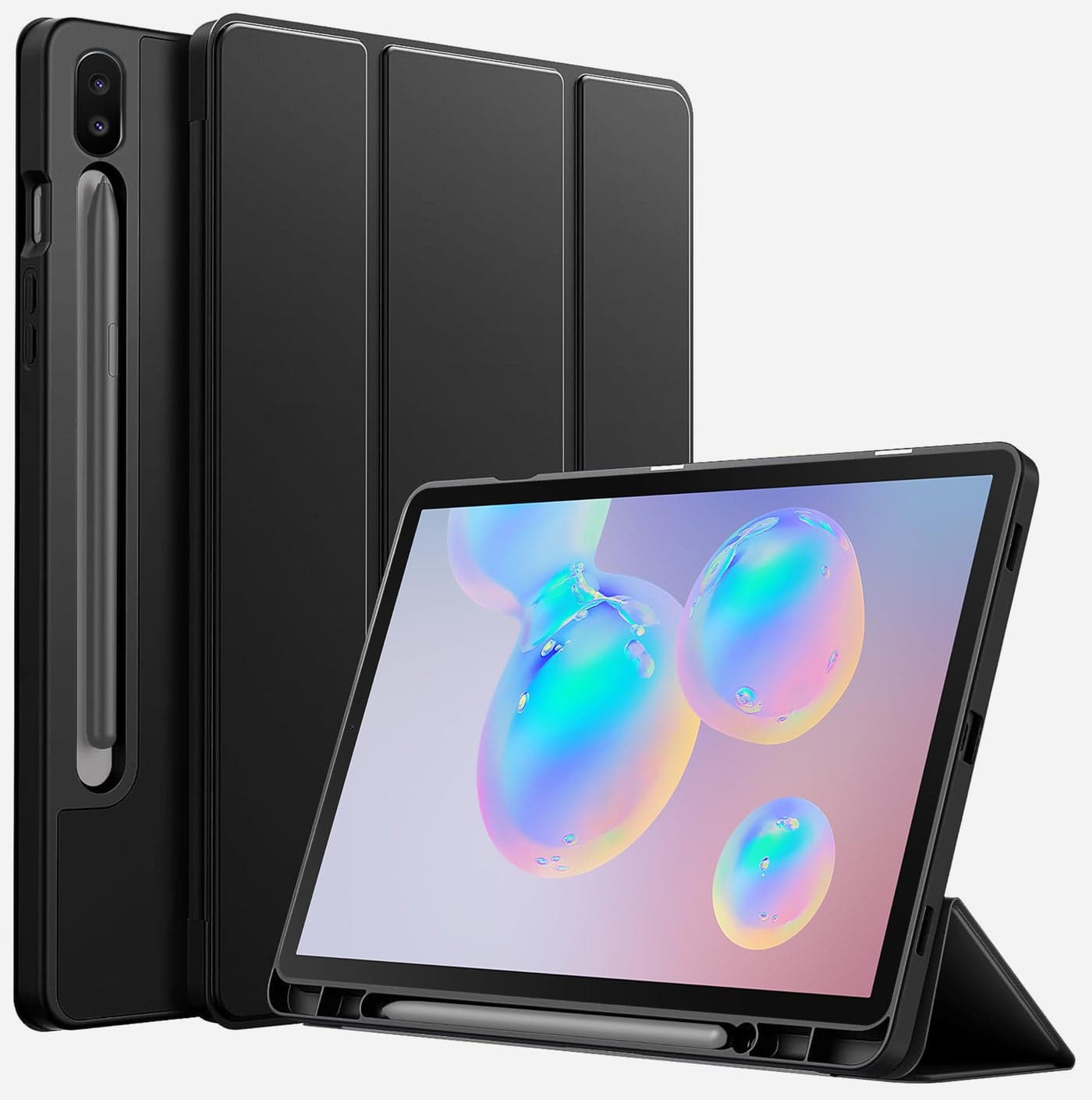TGK Soft Flexible with Pencil Holder Trifold Flip Back Case Cover for Samsung Galaxy Tab S6 10.5 inch 2019 T860 T865 T867 (Black)