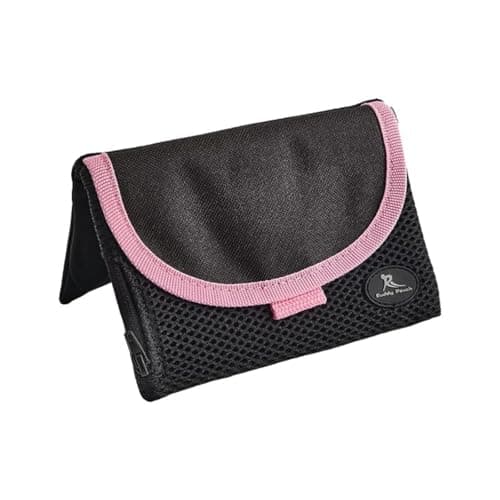 Running Buddy Magnetic Fanny Pack - Water-Resistant Belt Bag - Secure Magnetic Closure Waist Pack - Phone Belt Holder & Headphone Port - XL 6.8 x 4 in, Black/Pink