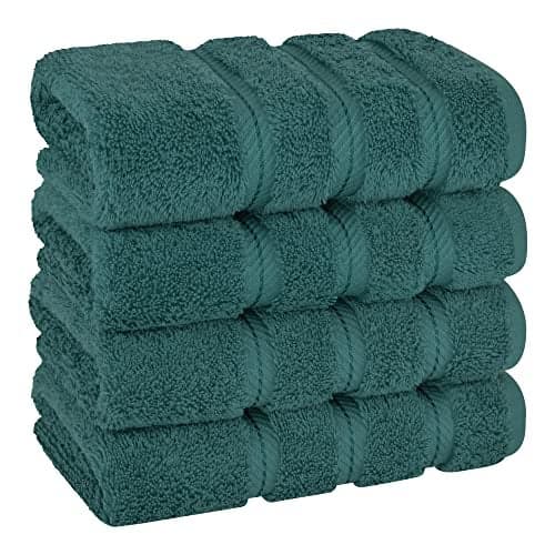 American Soft Linen Luxury Hand Towels for Bathroom 600 GSM 100 Cotton Turkish 4 Piece Hand Towel Set 600 GSM Hand Face Towels for Kitchen Teal Hand Towels