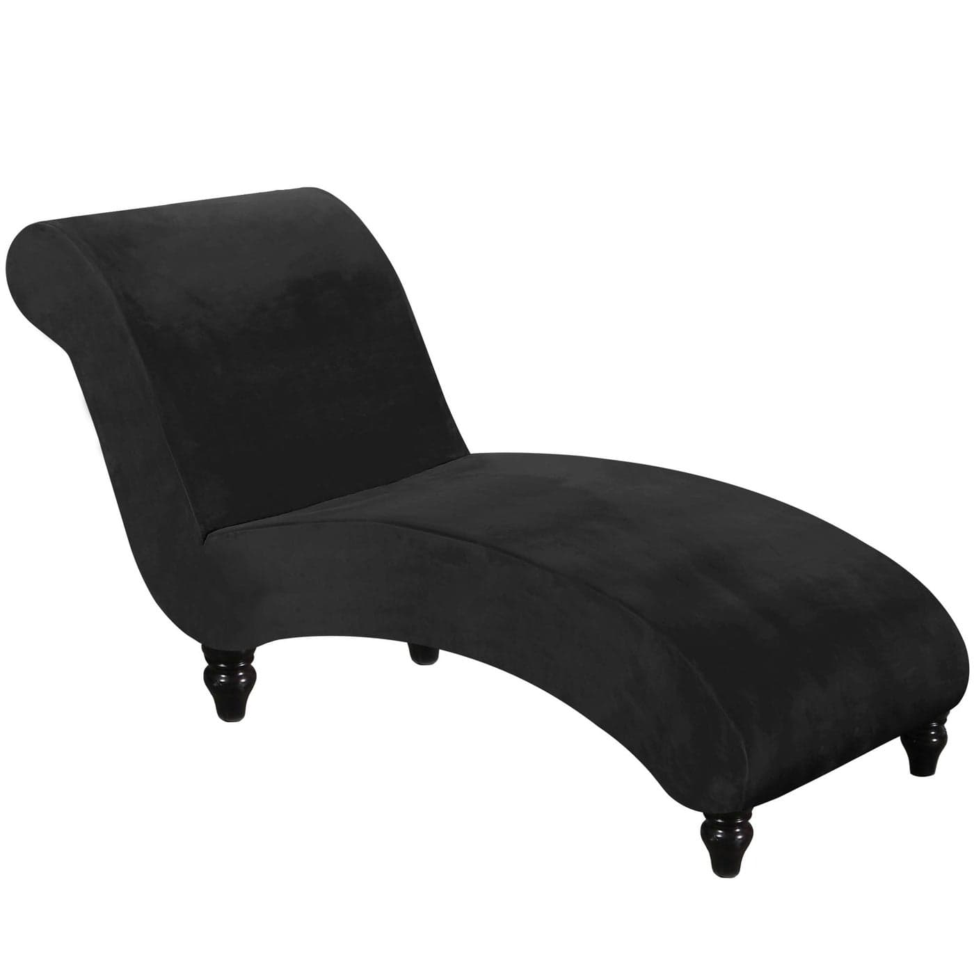 FantasDecor Chaise Lounge Velvet Luxury Covers for Living Room Indoor Stretch Slipcover for Chaise Lounge Ultra Soft Machine Washable Black
