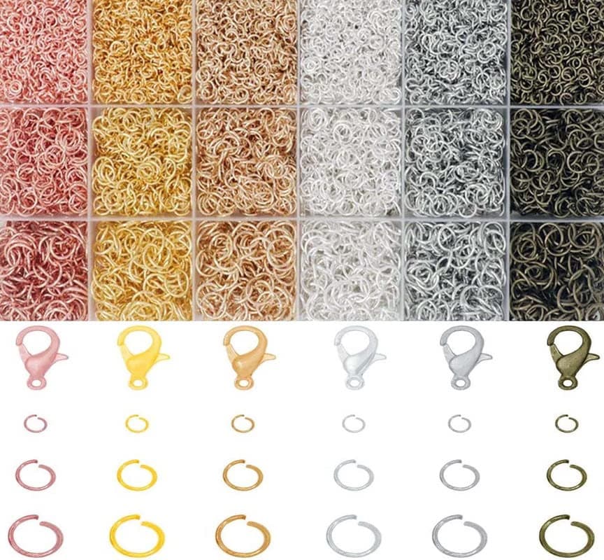 DIY Crafts 300 Only Jump Rings, Silvery Metal, D Hook Type Swivel Clasps Set Metal Lanyard Snap Lobster Claw Clasps Keychain Rings Eye Screws Jump Rings Scre (300 Only Jump Rings, Silvery Metal)