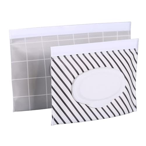 VOONGOR Portable Wet Wipe Pouch Reusable Refillable Baby Travel Wipes Holder Case Lightweight Flushable Diaper Wipes Container Plaid Pattern