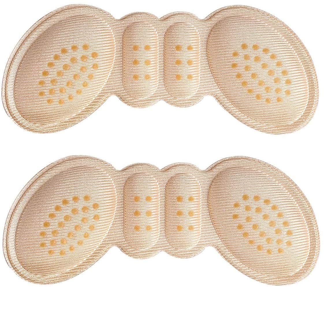 SILENCIO Self Adhesive Protector Heel Grips Liner Cushions for Loose Shoes Prevent Heel Slip Foot Pain Rubbing Back of Heel Pads for Men Women Filler Improved Shoe Fit and Comfort Fawn