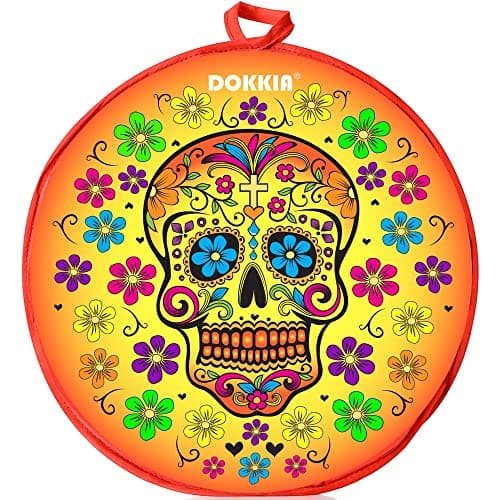 DOKKIA Tortilla Warmer Taco 12 Inch Insulated Cloth Pouch Microwavable Use Fabric Bag Servers Holder to Keep Flour Burrito Warm Sugar Skull Day of The Dead Dia De Los Muertos Halloween Cinco De Mayo
