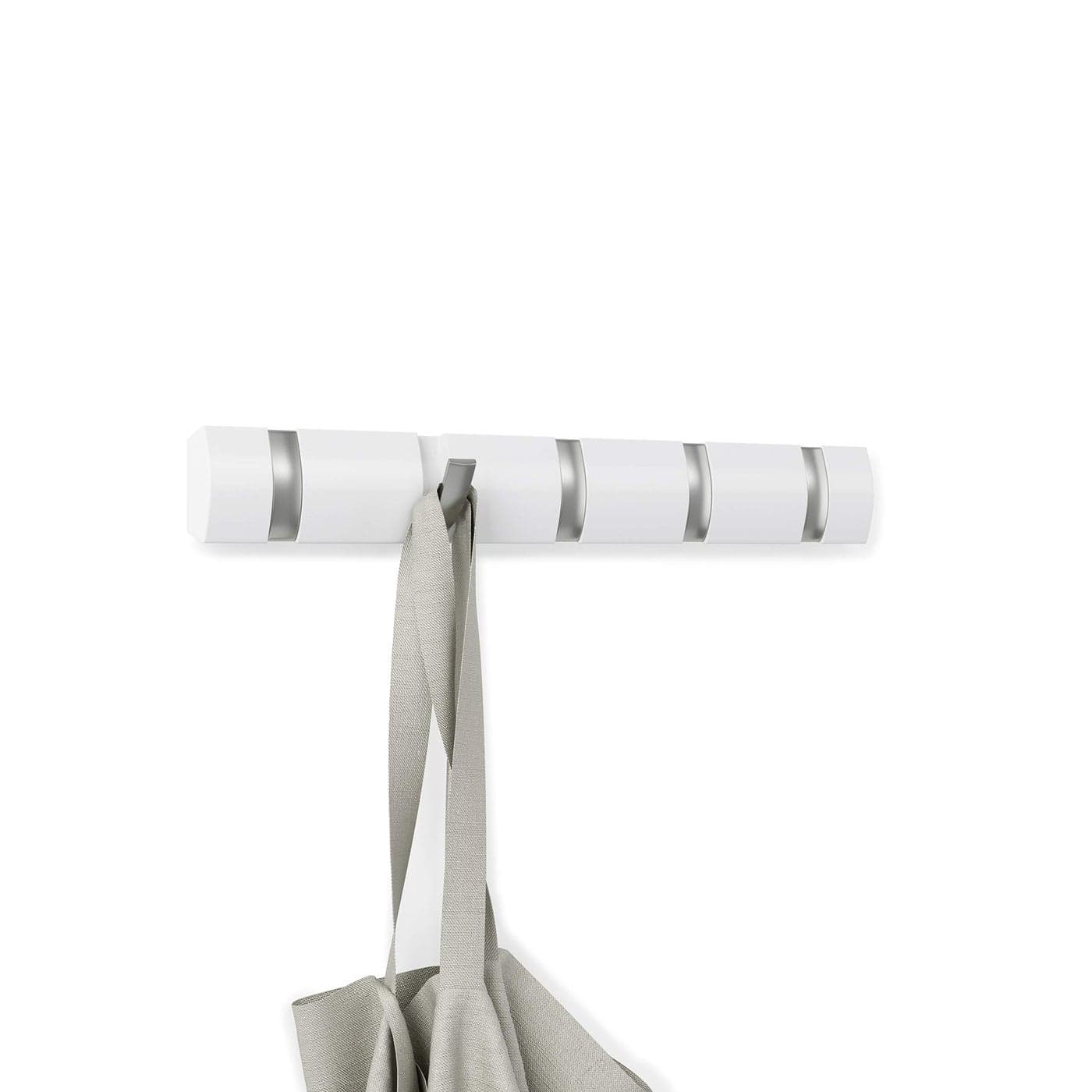 Umbra Flip WallMounted Coat Rack Rail Hook for Hats Jackets Bags and More Modern SpaceSaving Storage Organizer for Entryway Mudroom Closet Bathroom Bedroom Kids Room or Nursery 5 Hooks