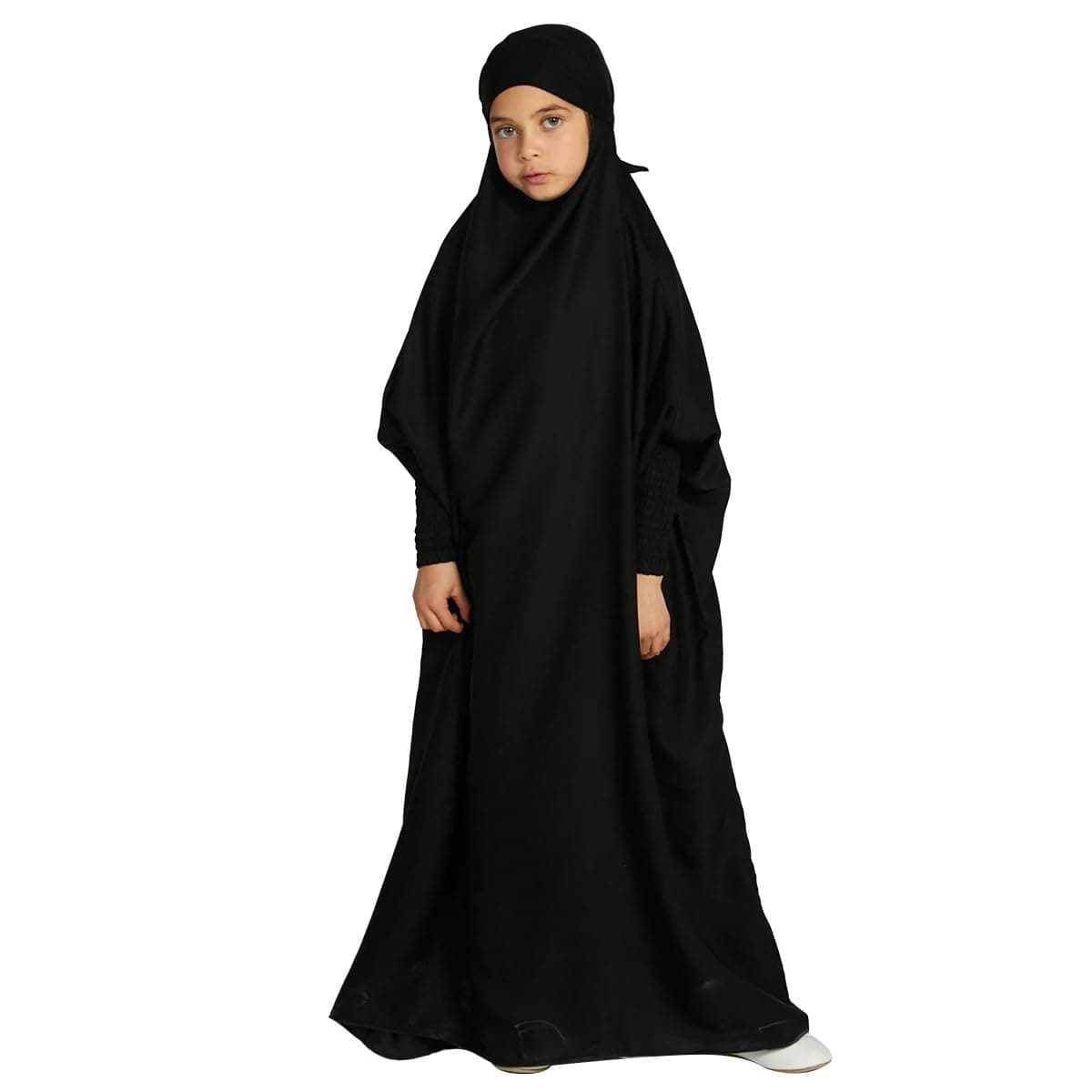 Muslim Clothes for Girls Muslim Dress for Kids Islamic Prayer Dress Long Sleeve Hooded Abaya with Hijab Ramadan Eid One Piece Full Cover Burka Jilbab Kaftan Robe Arabic Dubai Outfits Black 1213 Years