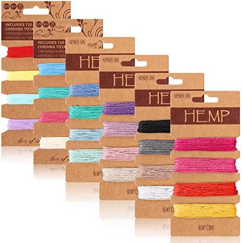 24 Colors Thread Cord for Jewelry Making, Multi-Color Flax String Cord, Natural Twine Cord Rope String for Handmade Bracelets Keychains Craft Making Accessories, 120 Yards in Total